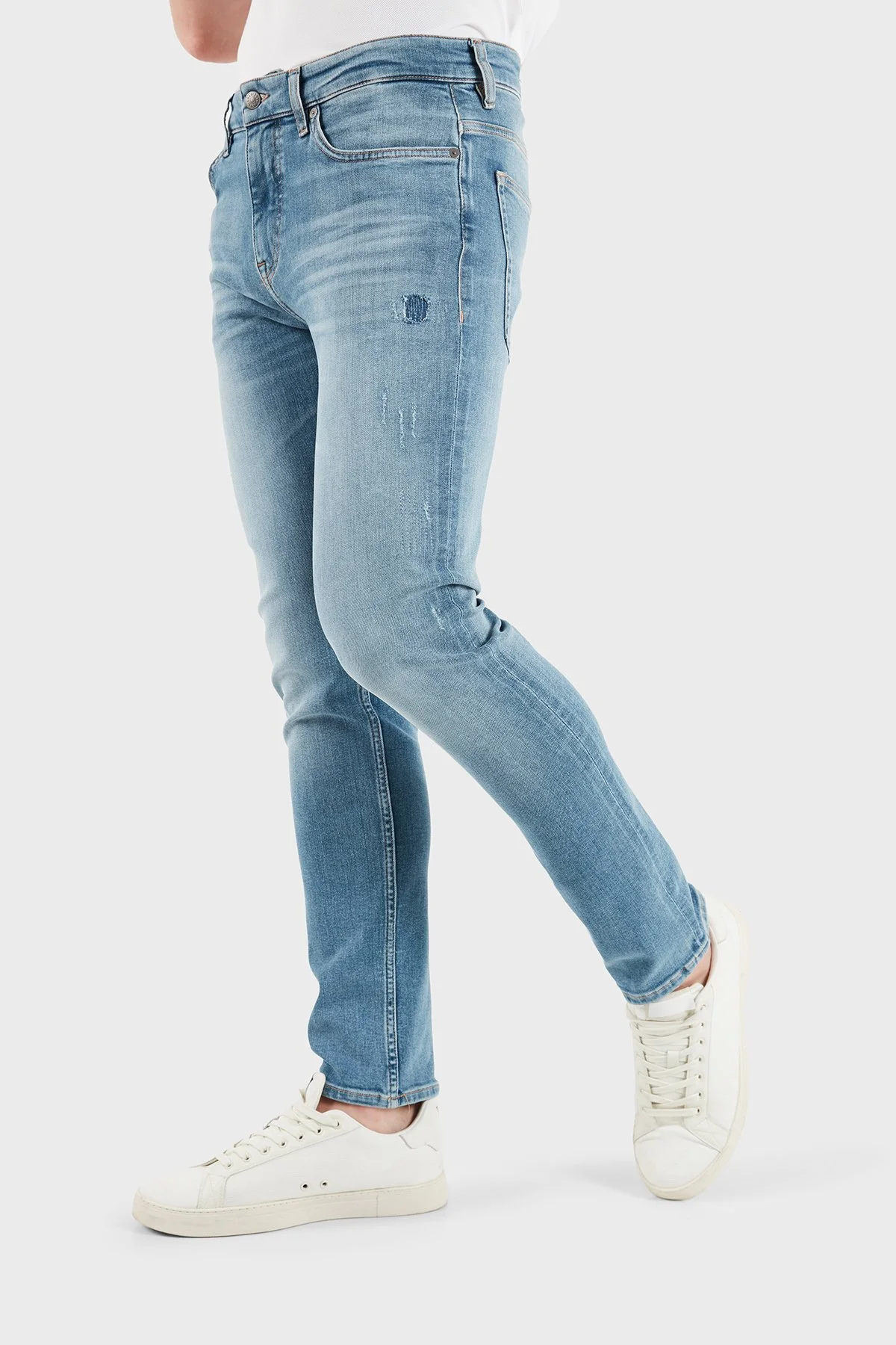 Boss Logolu Slim Fit Normal Bel Dar Paça Jeans Erkek Kot Pantolon 50556896 414 MAVİ - 5