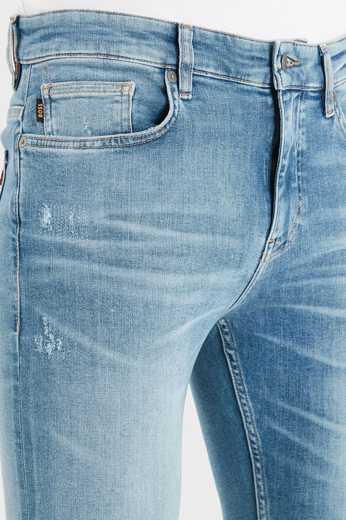 Boss Logolu Slim Fit Normal Bel Dar Paça Jeans Erkek Kot Pantolon 50556896 414 MAVİ - 6
