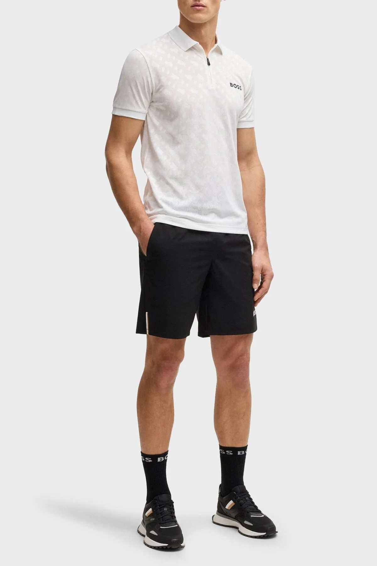 Boss Logolu Slim Fit Yarım Fermuarlı Erkek Polo Yaka T Shirt 50538106 100 BEYAZ - 2