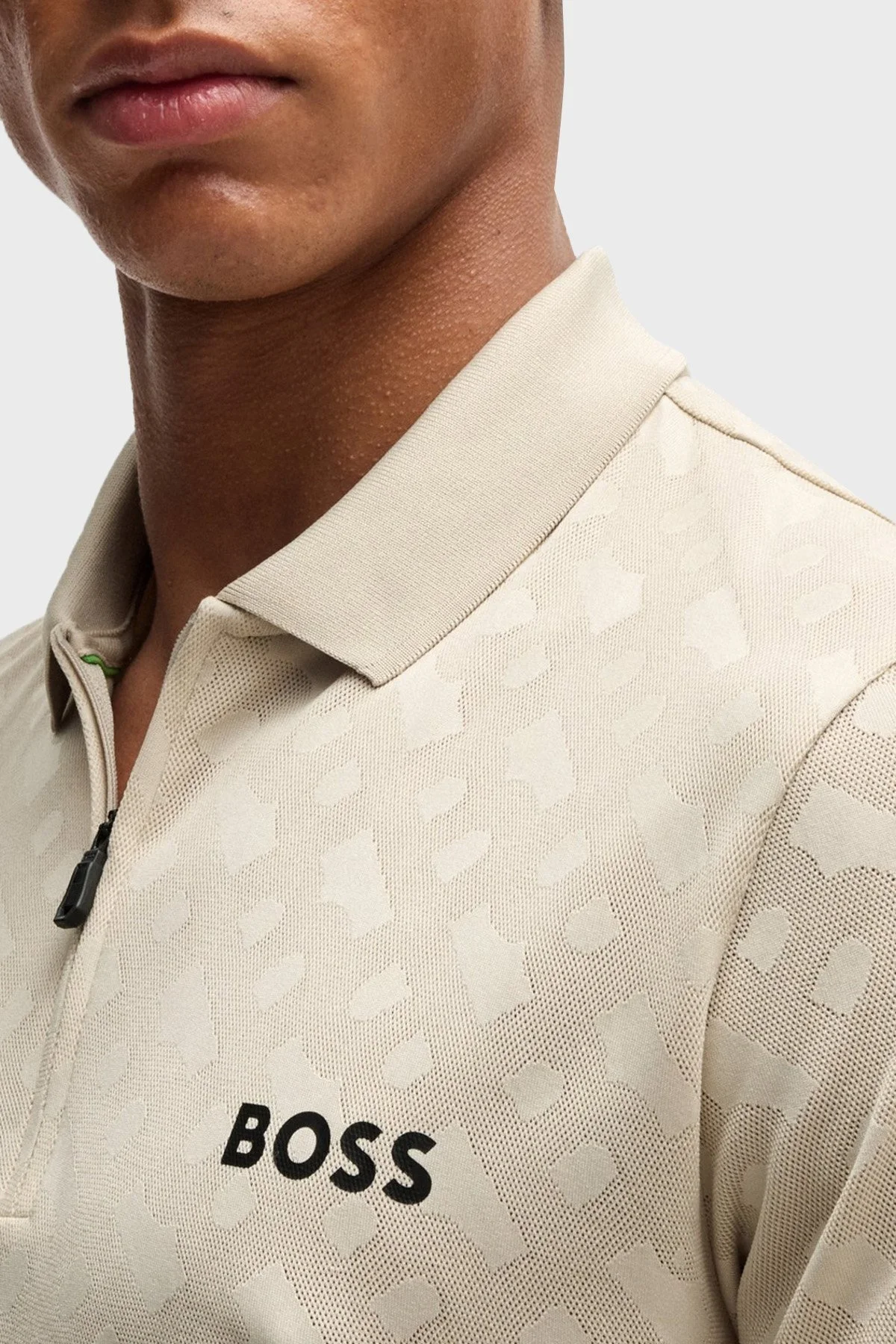 Boss Logolu Slim Fit Yarım Fermuarlı Erkek Polo Yaka T Shirt 50538106 284 BEJ - 4