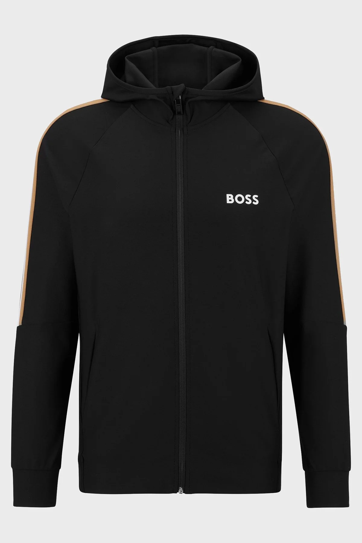 Boss Logolu Streç Jarseden Fermuarlı Kapüşonlu Regular Fit Erkek Sweat 50490646 001 SİYAH - 5
