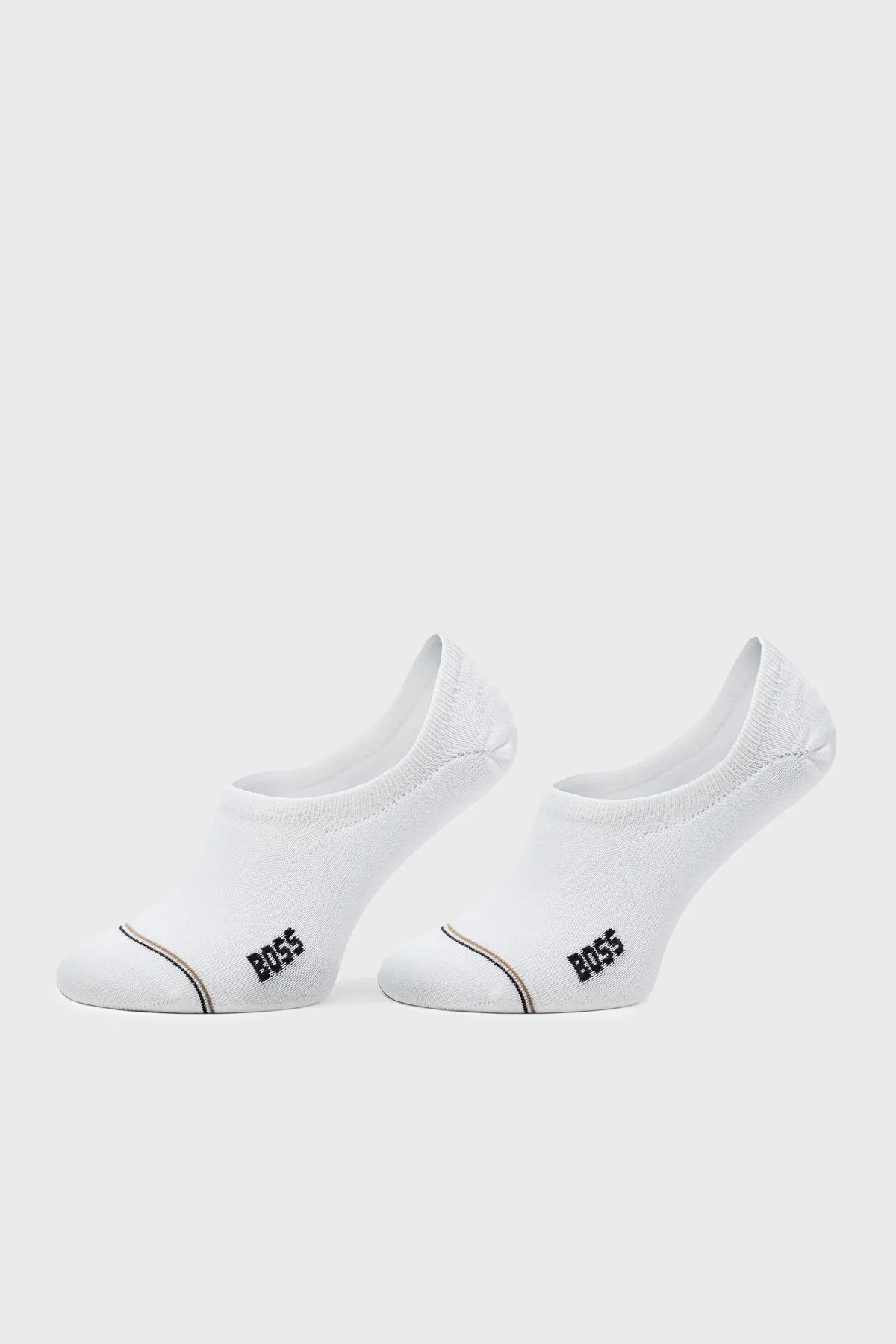 Boss Logolu Streç Pamuklu 2 Pack Babet Erkek Çorap 50522704 100 BEYAZ - 3