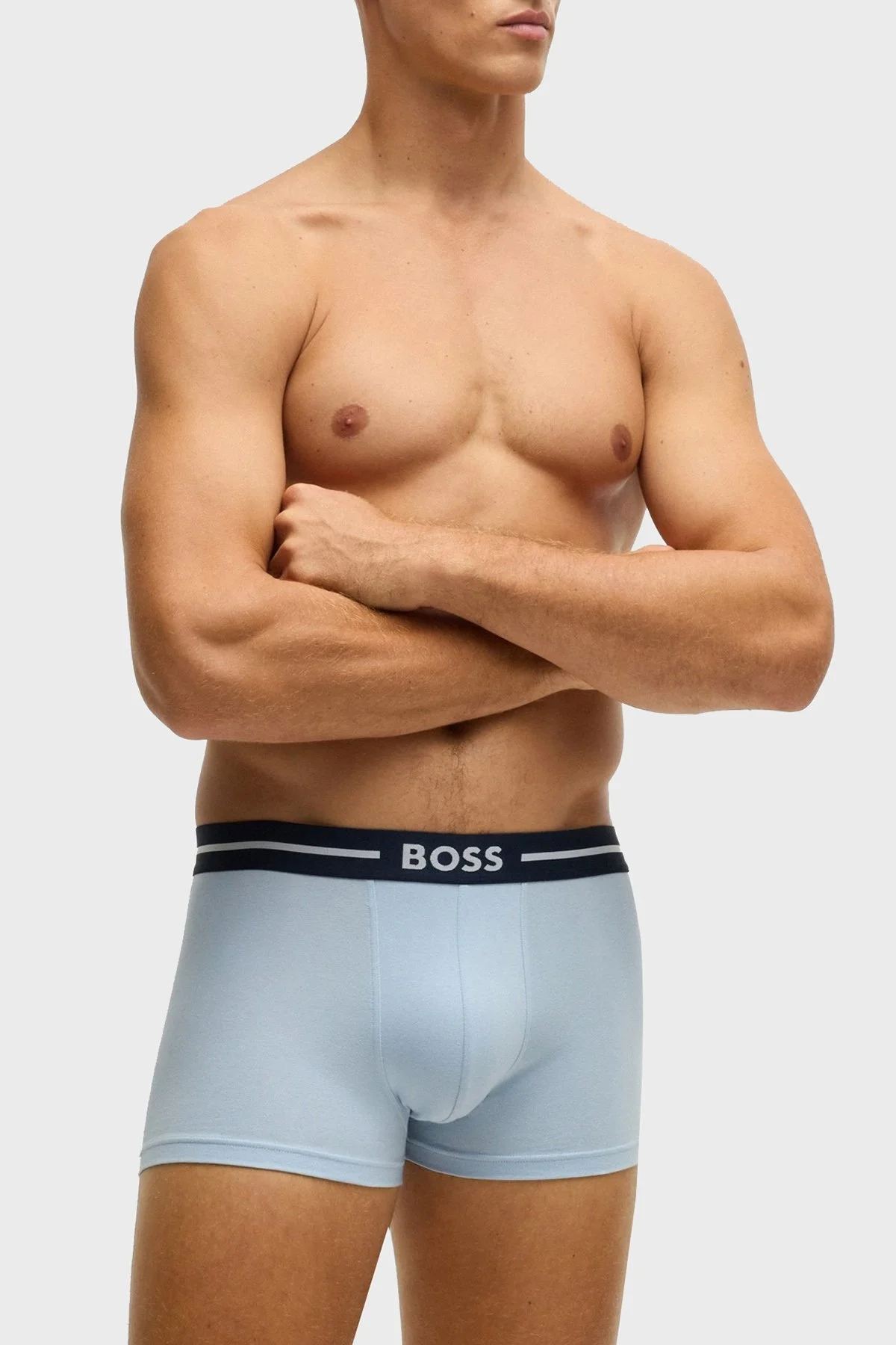 Boss Logolu Streç Pamuklu 3 Pack Erkek Boxer 50531694 960 Mavi-Siyah-Lacivert - 8