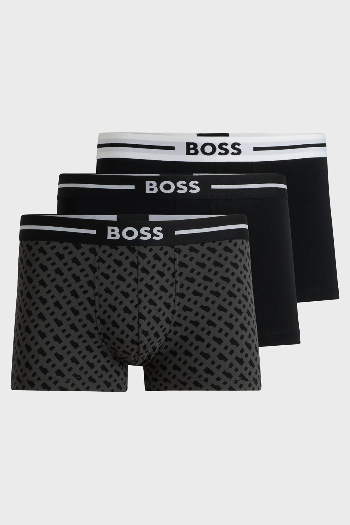 Boss Logolu Streç Pamuklu 3 Pack Erkek Boxer 50531694 981 SİYAH - 1
