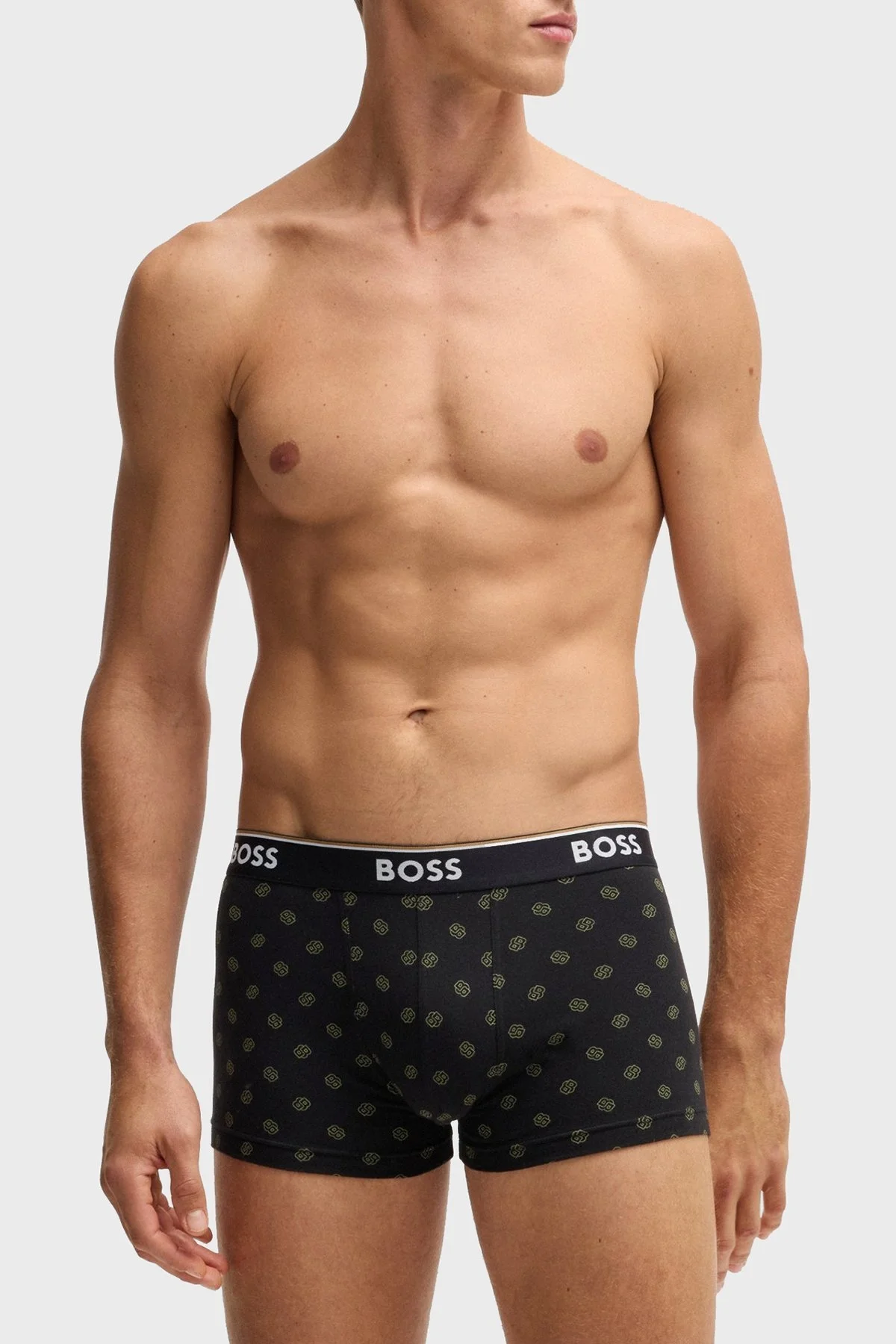 Boss Logolu Streç Pamuklu 3 Pack Erkek Boxer 50531701 990 SİYAH-YEŞİL - 3