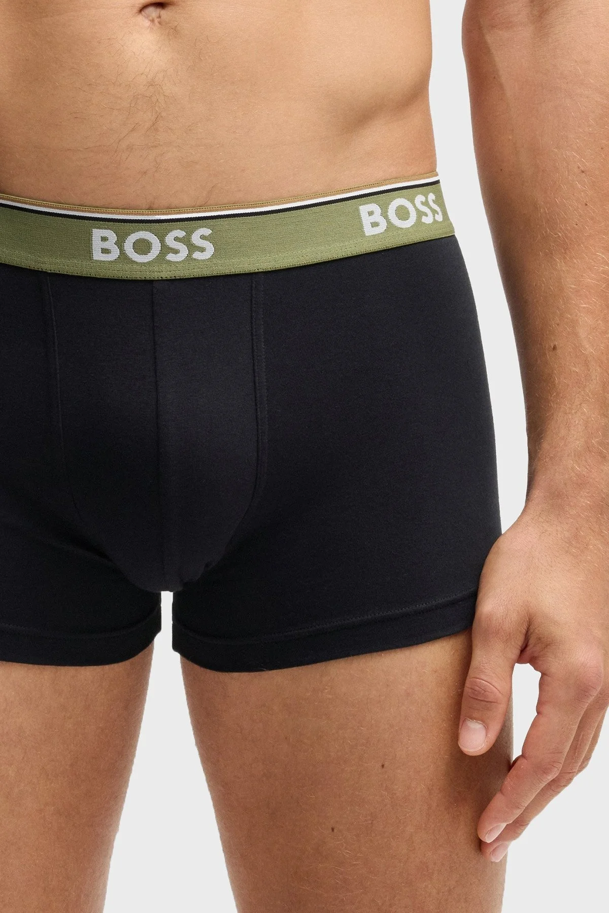 Boss Logolu Streç Pamuklu 3 Pack Erkek Boxer 50531701 990 SİYAH-YEŞİL - 6