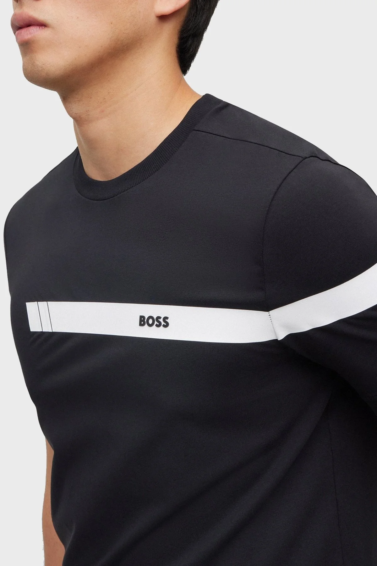 Boss Logolu Streç Pamuklu Bisiklet Yaka Regular Fit Erkek T Shirt 50501227 001 SİYAH - 2