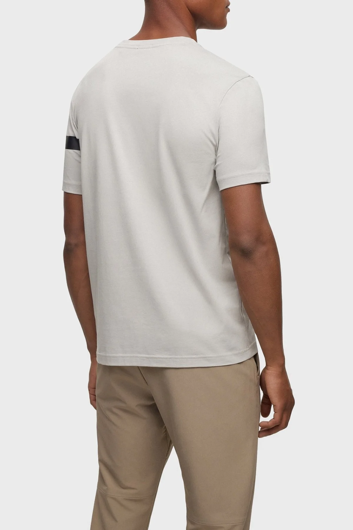 Boss Logolu Streç Pamuklu Bisiklet Yaka Regular Fit Erkek T Shirt 50501227 063 GRİ - 4