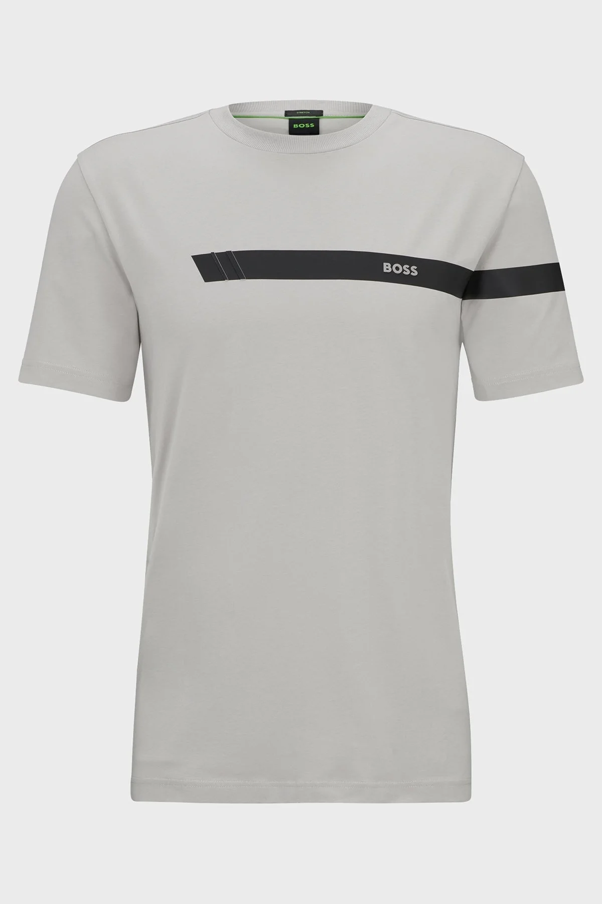 Boss Logolu Streç Pamuklu Bisiklet Yaka Regular Fit Erkek T Shirt 50501227 063 GRİ - 5