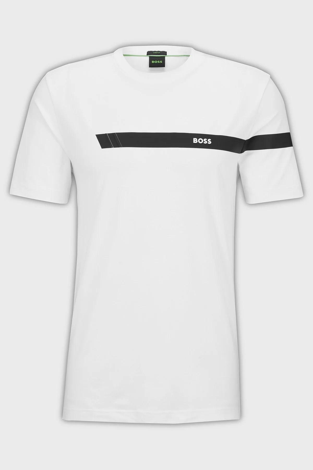 Boss Logolu Streç Pamuklu Bisiklet Yaka Regular Fit Erkek T Shirt 50501227 100 BEYAZ - 5