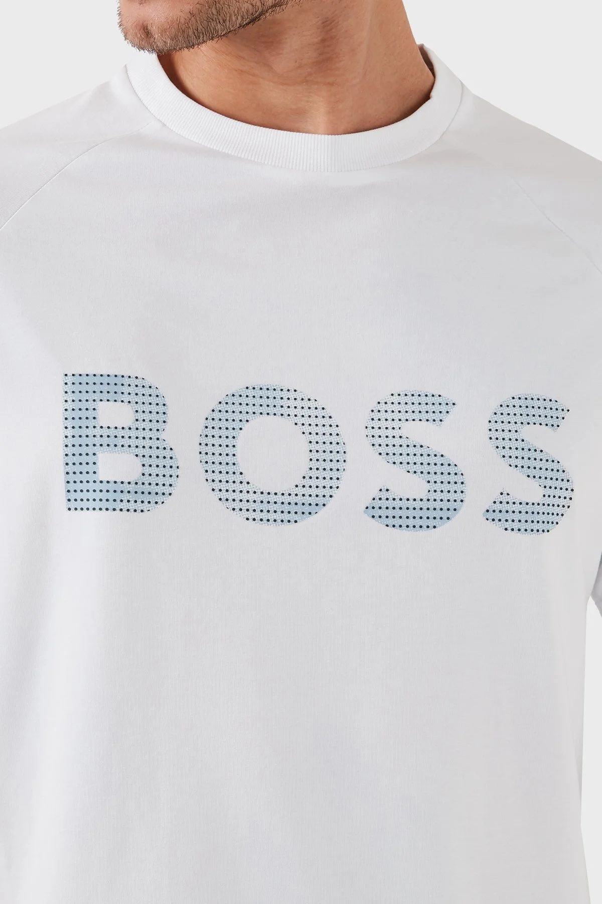 Boss Logolu Streç Pamuklu Bisiklet Yaka Regular Fit Erkek T Shirt 50512999 100 BEYAZ - 5