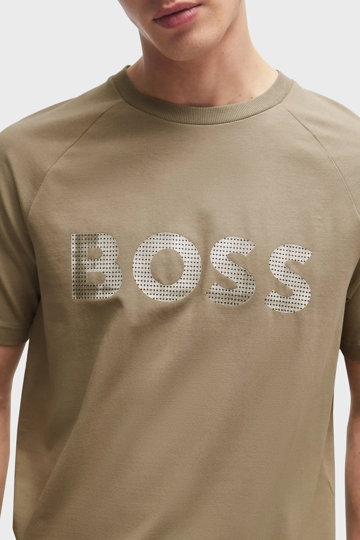 Boss Logolu Streç Pamuklu Bisiklet Yaka Regular Fit Erkek T Shirt 50512999 334 HAKİ - 2