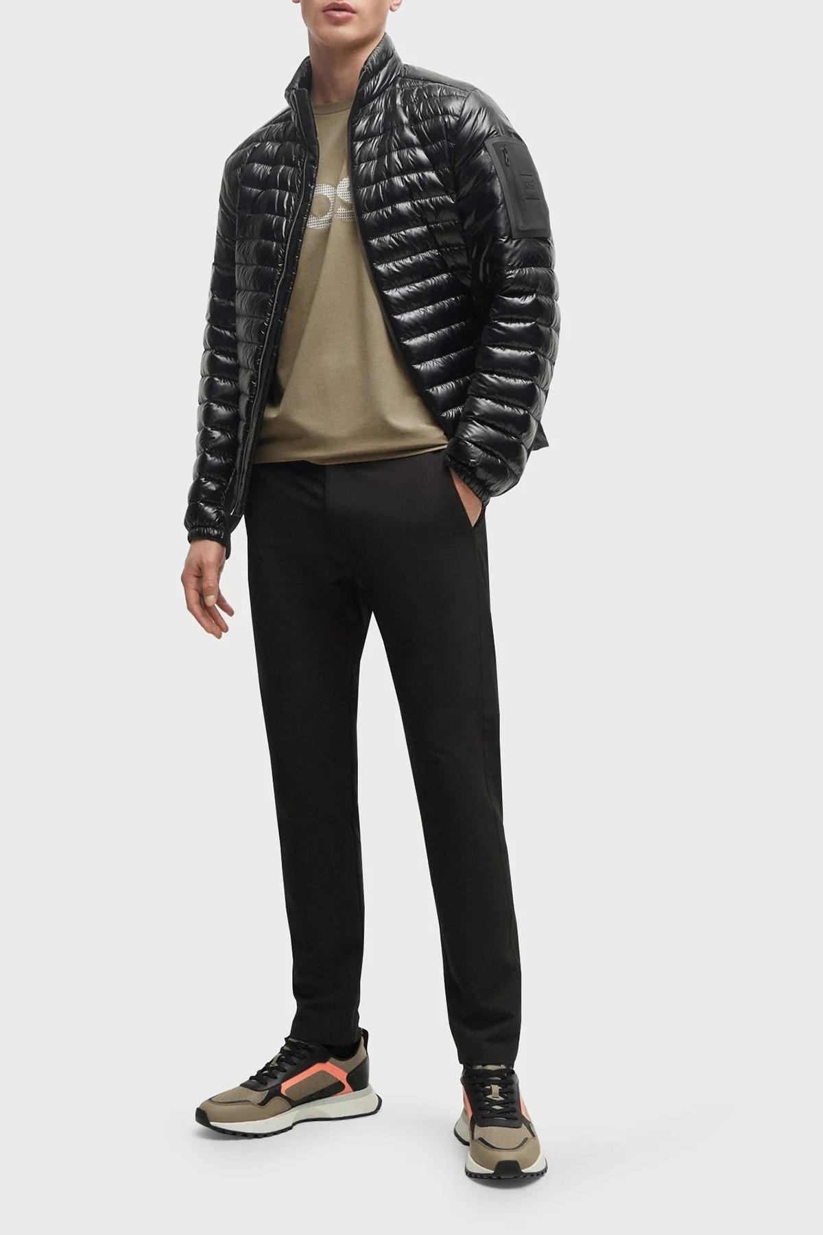 Boss Logolu Streç Pamuklu Bisiklet Yaka Regular Fit Erkek T Shirt 50512999 334 HAKİ - 3