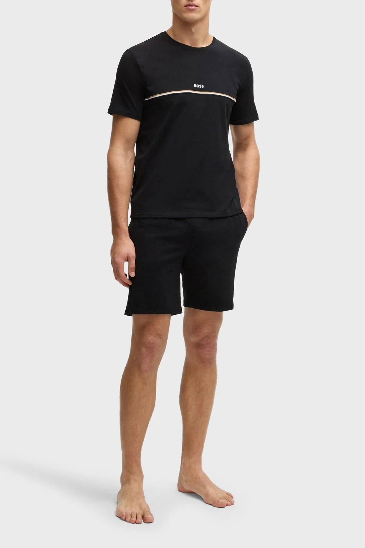 Boss Logolu Streç Pamuklu Regular Fit Normal Bel Cepli Erkek Short 50515394 001 SİYAH - 2