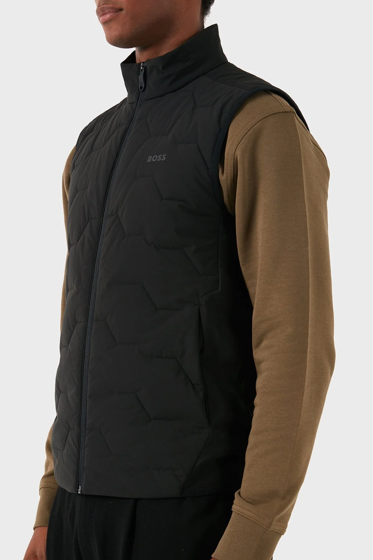 Boss Logolu Su İtici Regular Fit Dik Yaka Erkek Yelek 50514328 001 SİYAH - 5