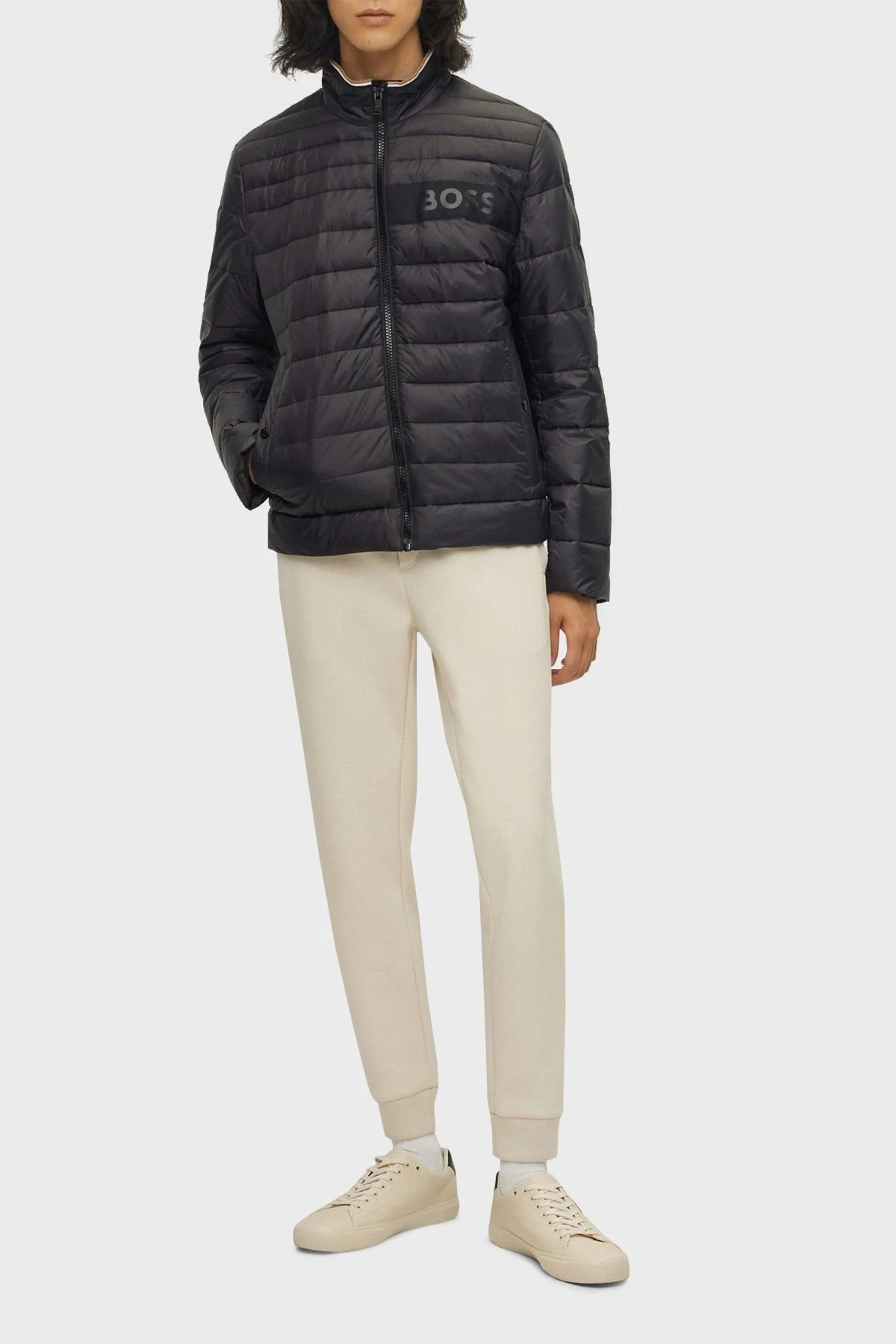 Boss Logolu Su Tutmaz Dik Yaka Regular Fit Şişme Erkek Mont 50464308 001 SİYAH - 3