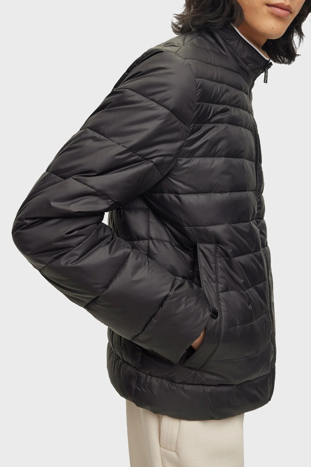 Boss Logolu Su Tutmaz Dik Yaka Regular Fit Şişme Erkek Mont 50464308 001 SİYAH - 4