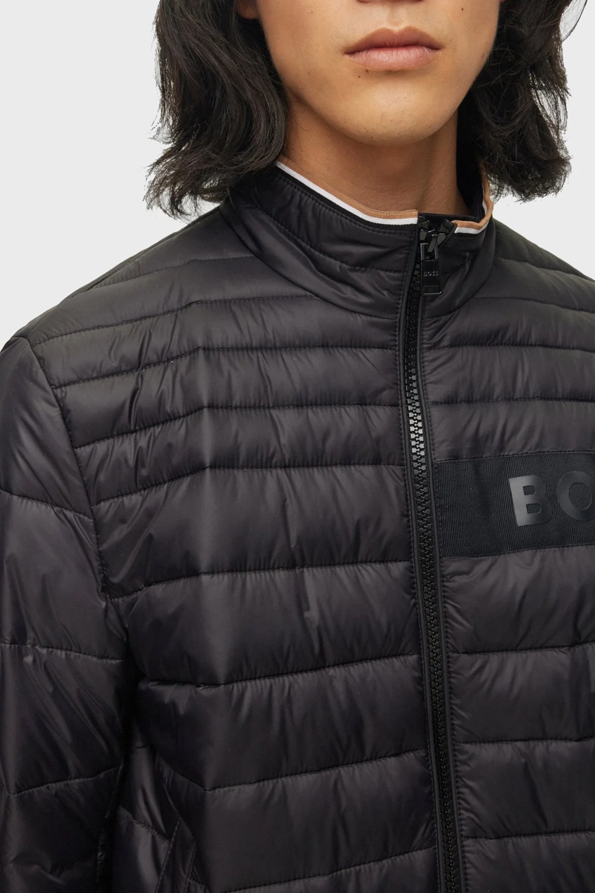 Boss Logolu Su Tutmaz Dik Yaka Regular Fit Şişme Erkek Mont 50464308 001 SİYAH - 5