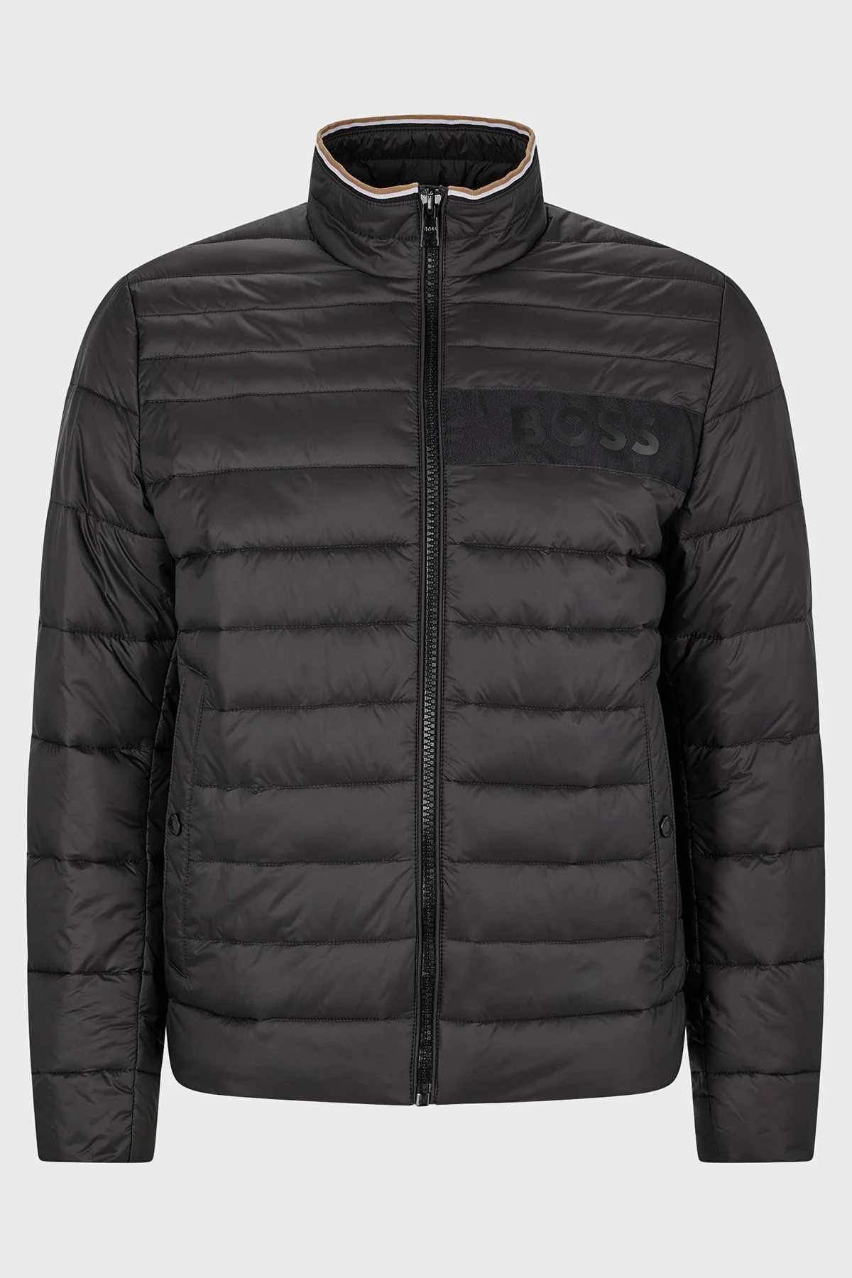 Boss Logolu Su Tutmaz Dik Yaka Regular Fit Şişme Erkek Mont 50464308 001 SİYAH - 6