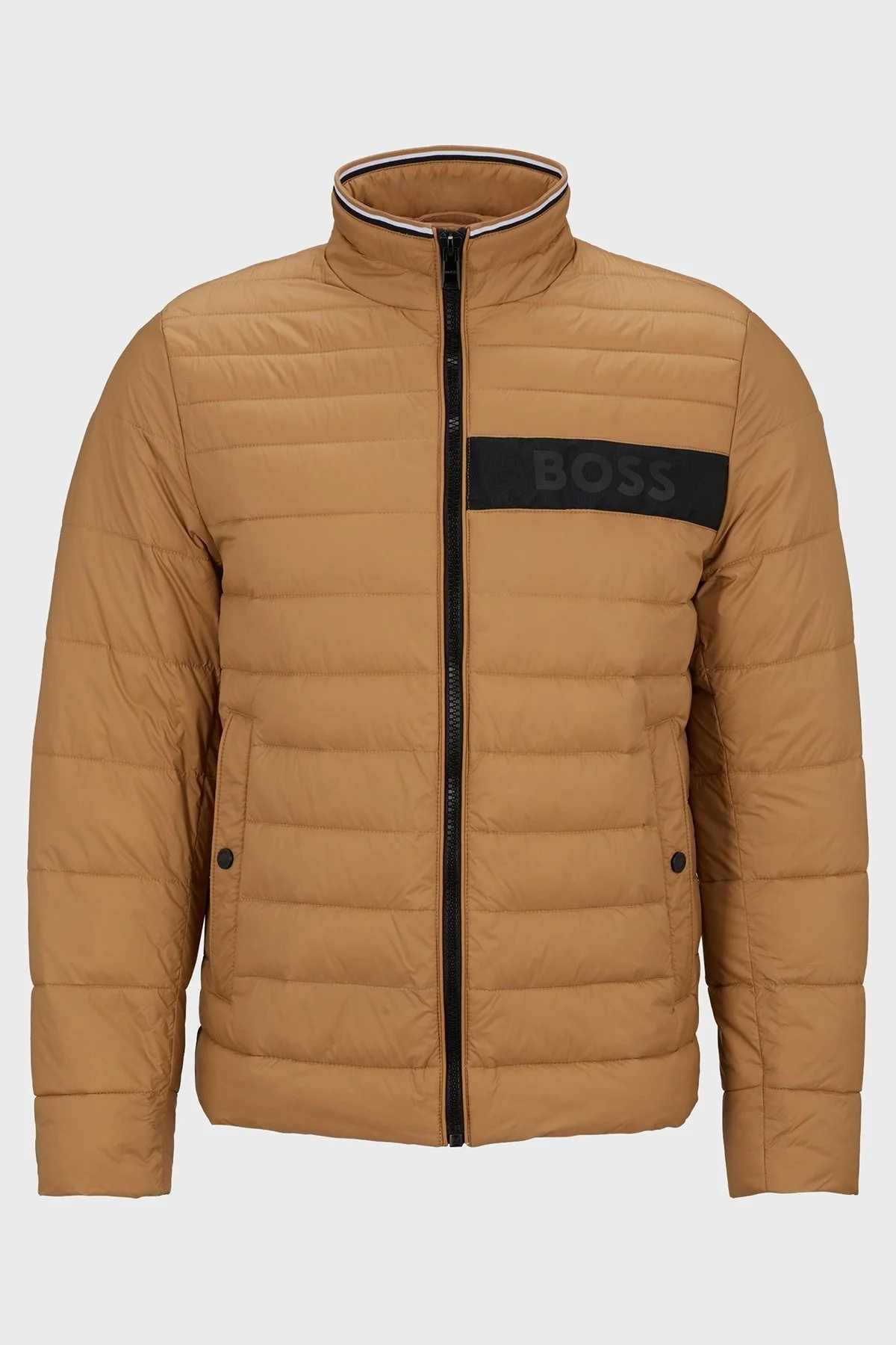 Boss Logolu Su Tutmaz Dik Yaka Regular Fit Şişme Erkek Mont 50464308 260 BEJ - 6