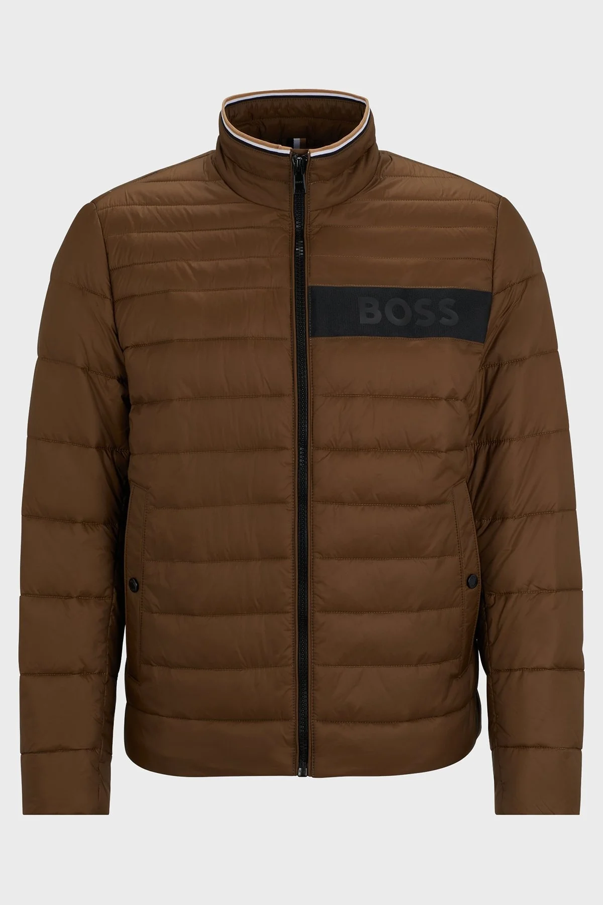 Boss Logolu Su Tutmaz Dik Yaka Regular Fit Şişme Erkek Mont 50464308 361 KAHVE - 6