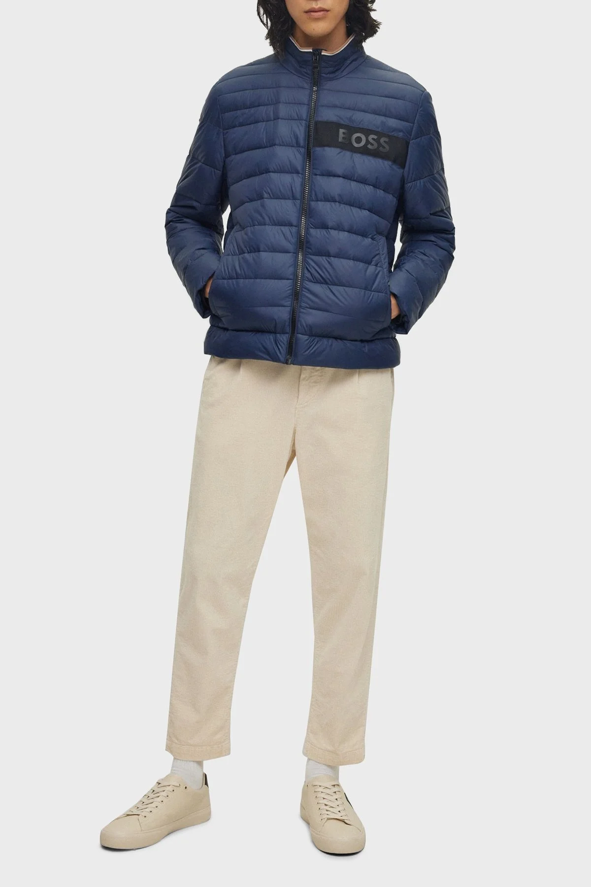 Boss Logolu Su Tutmaz Dik Yaka Regular Fit Şişme Erkek Mont 50464308 404 LACİVERT - 9