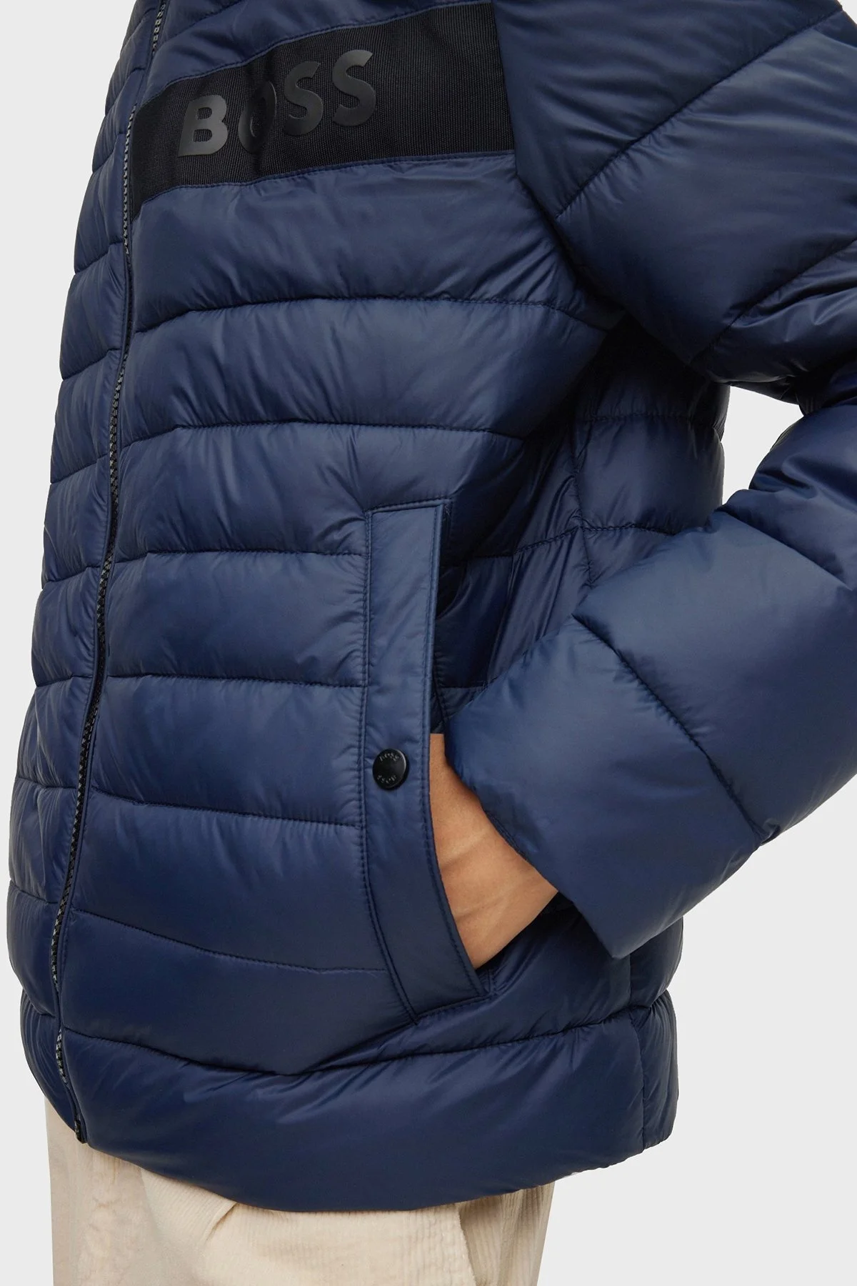 Boss Logolu Su Tutmaz Dik Yaka Regular Fit Şişme Erkek Mont 50464308 404 LACİVERT - 10