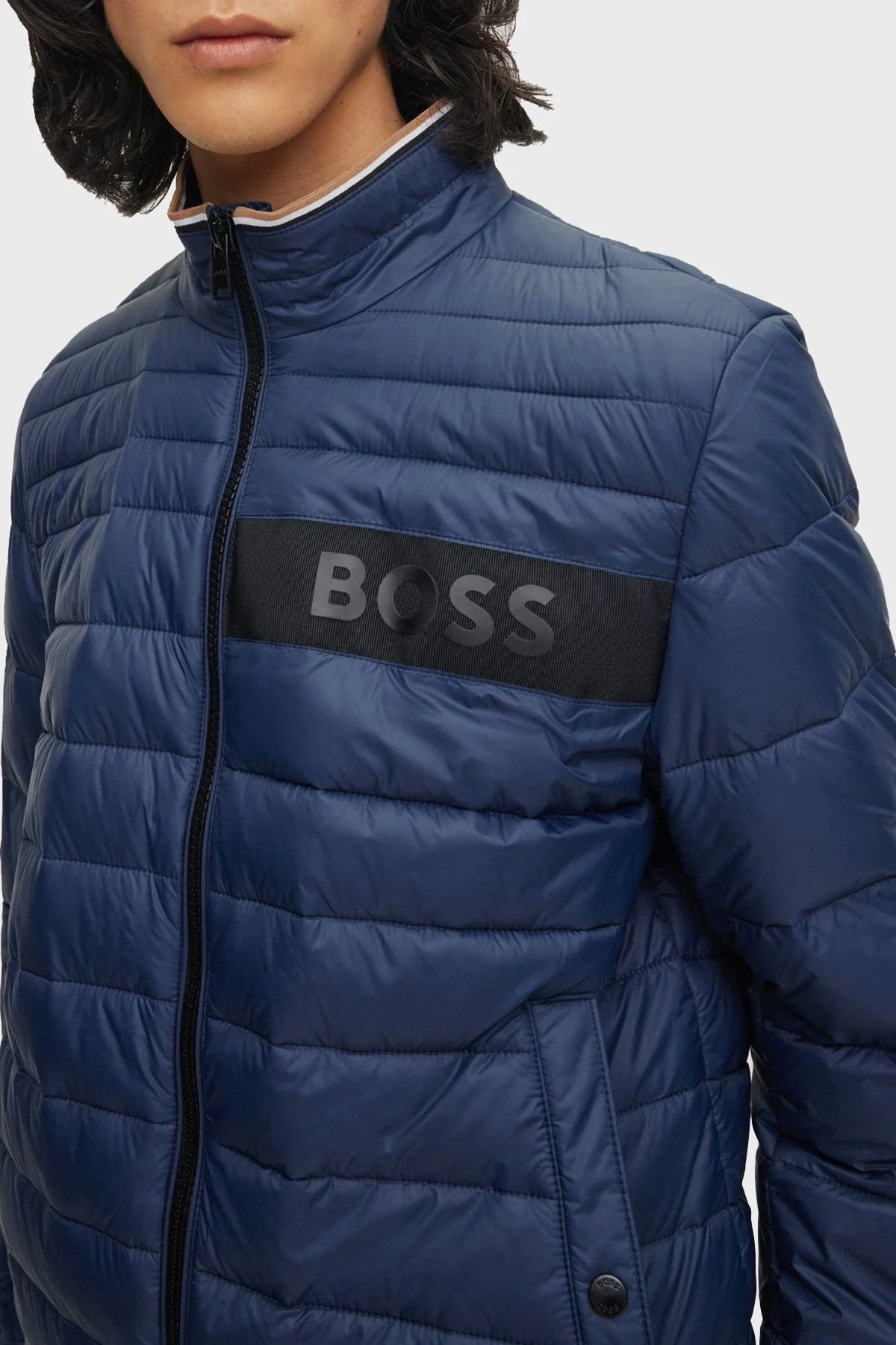Boss Logolu Su Tutmaz Dik Yaka Regular Fit Şişme Erkek Mont 50464308 404 LACİVERT - 11