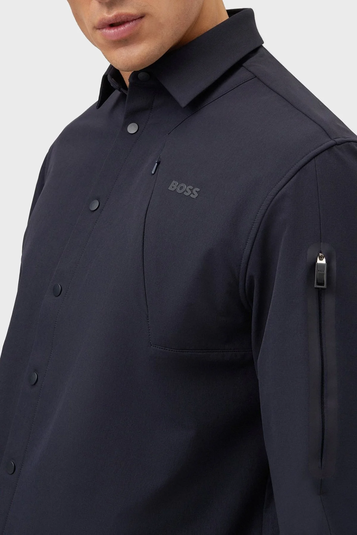 Boss Logolu Su Tutmaz Relaxed Fit İnce Erkek Ceket 50493597 402 KOYU MAVİ - 4