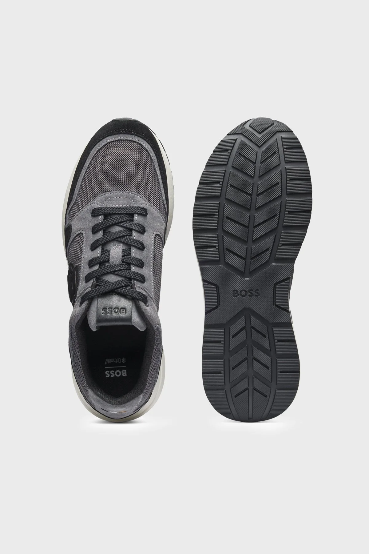 Boss Logolu Süet Detaylı Sneaker Erkek Ayakkabı 50554612 022 SİYAH-GRİ - 4