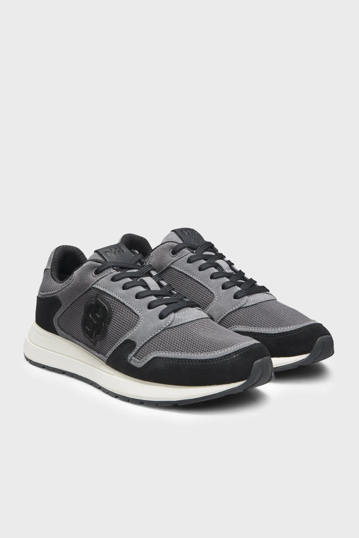 Boss Logolu Süet Detaylı Sneaker Erkek Ayakkabı 50554612 022 SİYAH-GRİ - 1