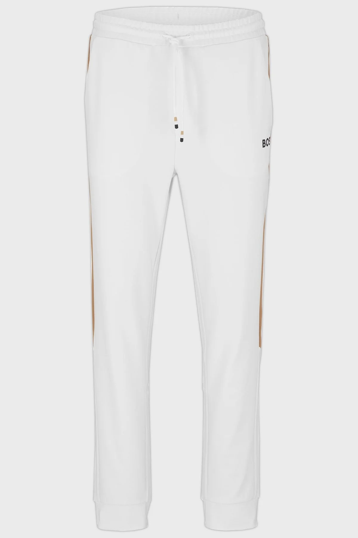 Boss Logolu Yanları Çizgili Belden Bağlamalı Normal Bel Regular Fit Spor Erkek Pantolon 50490663 100 BEYAZ - 6