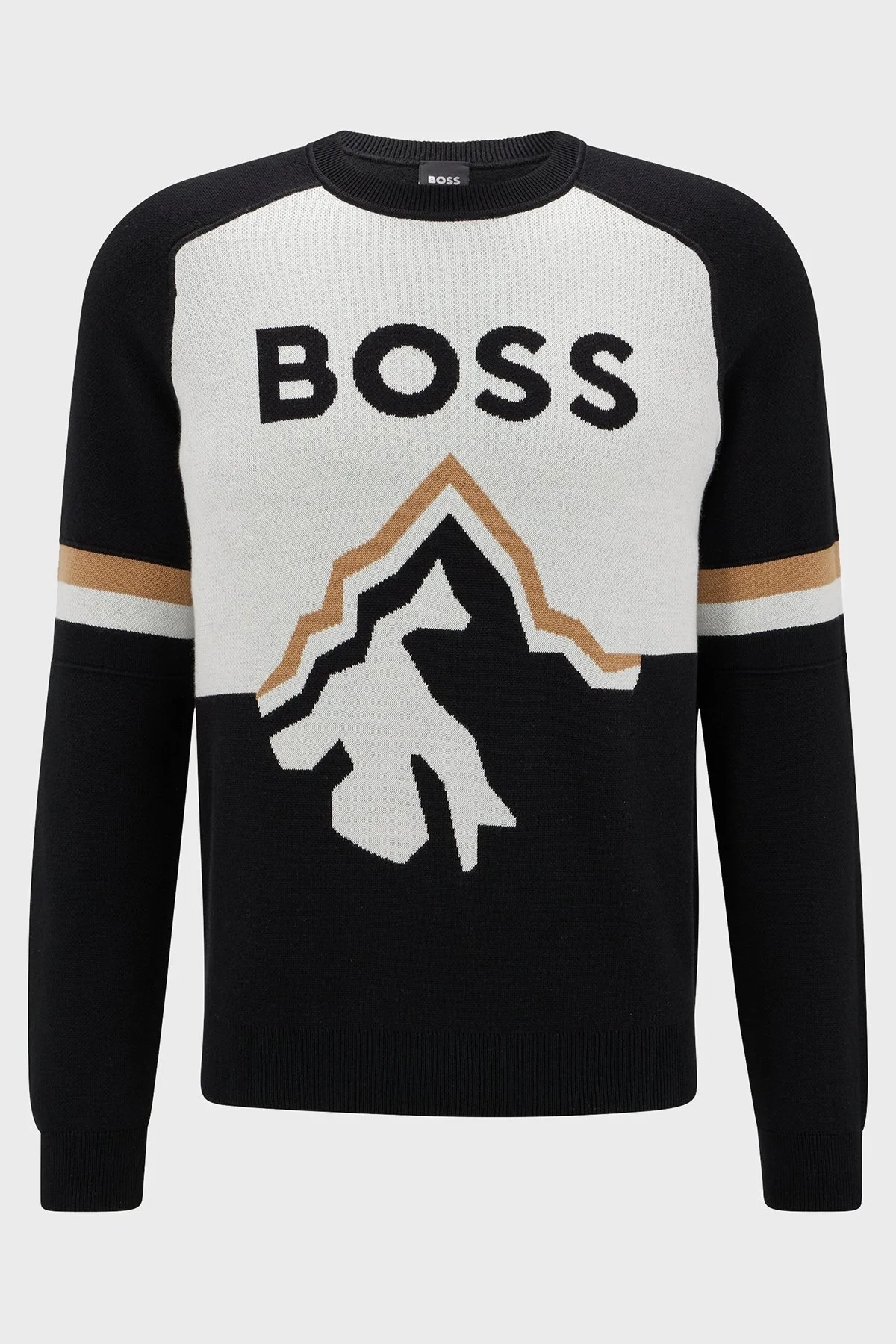 Boss Logolu Yün Karışımlı Bisiklet Yaka Regular Fit Erkek Kazak 50477391 001 SİYAH - 5