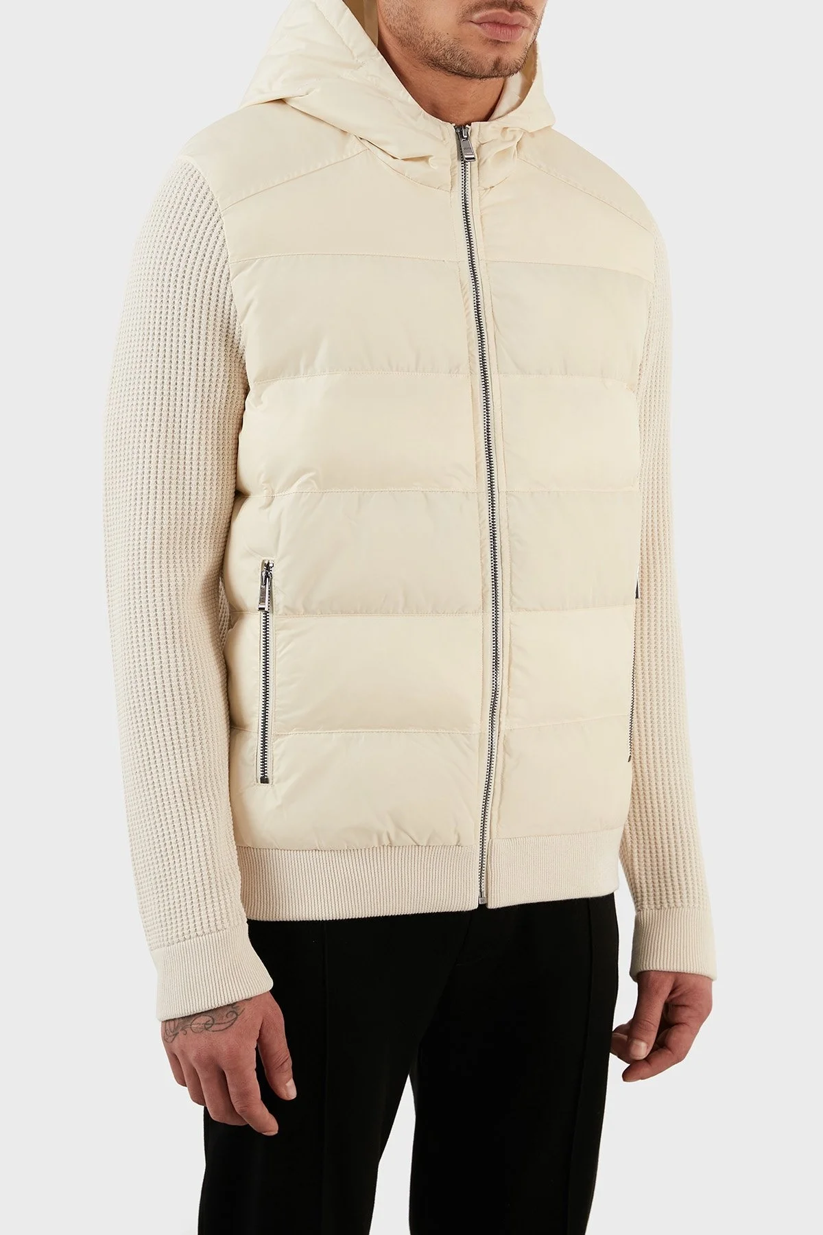 Boss Logolu Yün Karışımlı Kapüşonlu Cepli Regular Fit Erkek Mont 50477366 131 BEJ - 7