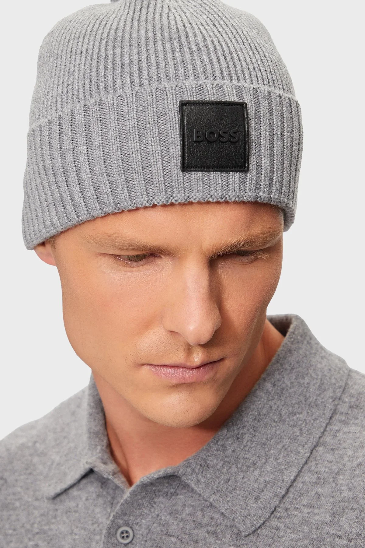 Boss Logolu Yünlü Erkek Bere 50522426 041 GRİ - 3