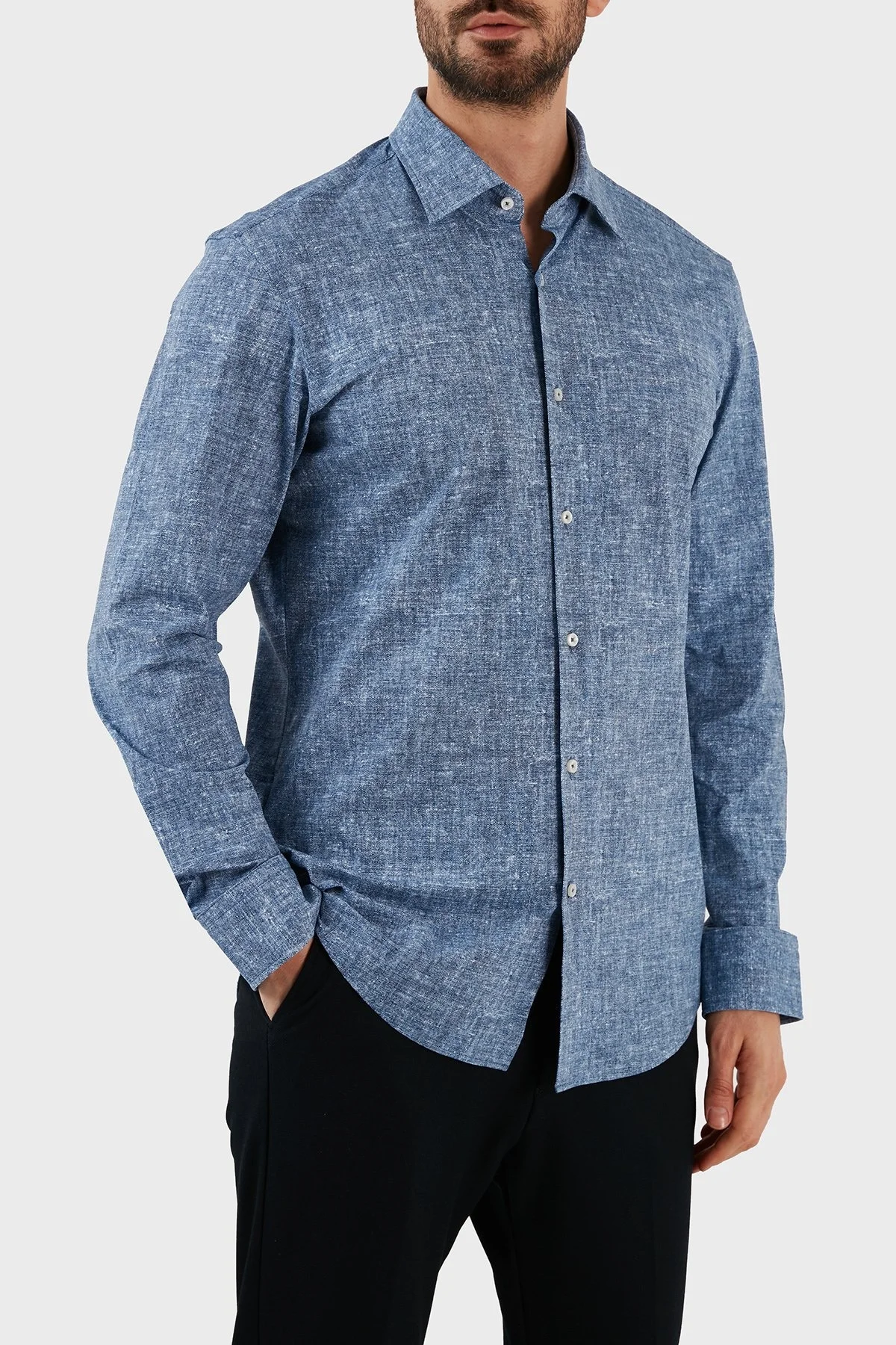 Boss Loose Fit Uzun Kollu Streç Erkek Gömlek 50490404 410 LACİVERT - 1