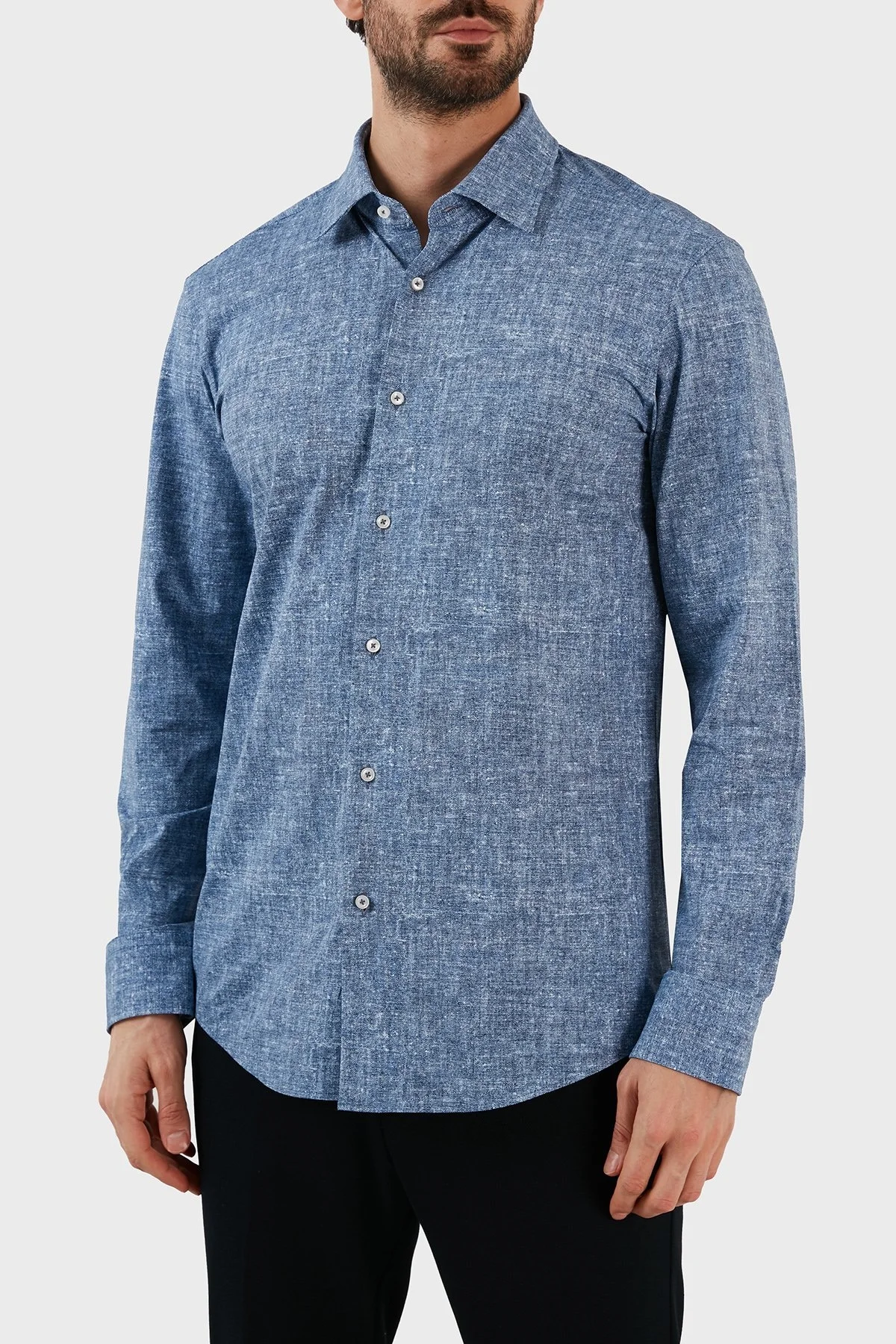 Boss Loose Fit Uzun Kollu Streç Erkek Gömlek 50490404 410 LACİVERT - 2