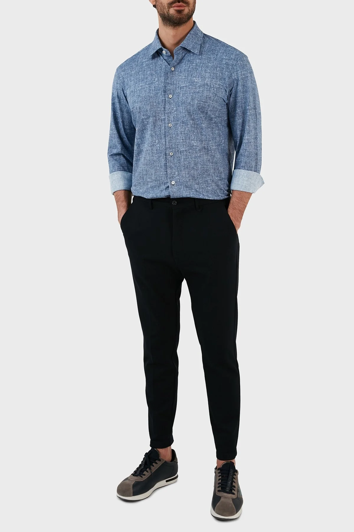 Boss Loose Fit Uzun Kollu Streç Erkek Gömlek 50490404 410 LACİVERT - 3