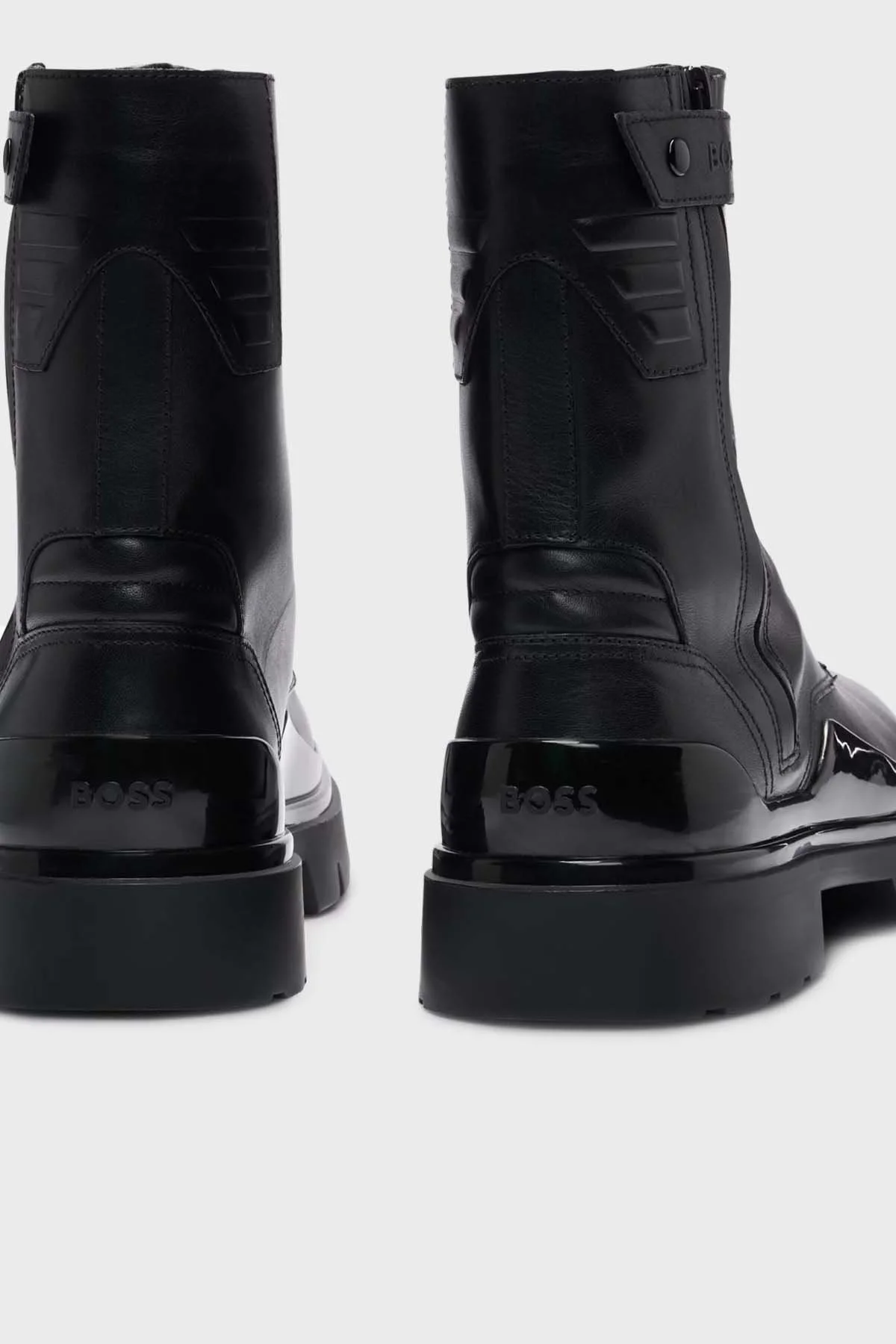 Boss Markalı Askılı Bağcıklı Deri Erkek Bot 50498601 001 SİYAH - 4