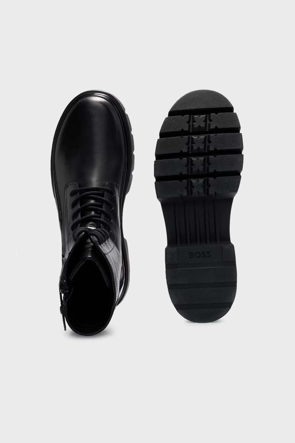 Boss Markalı Askılı Bağcıklı Deri Erkek Bot 50498601 001 SİYAH - 5