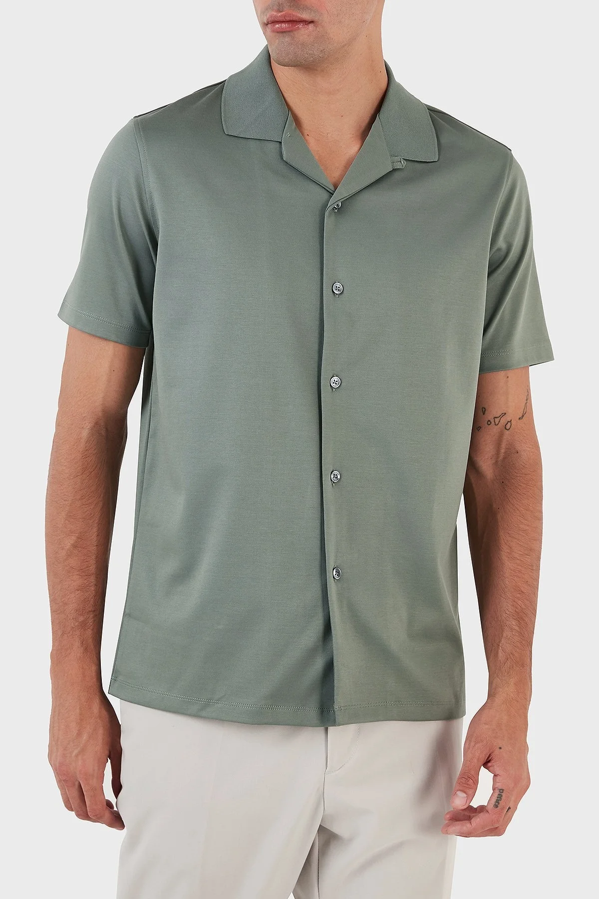 Boss Merserize Pamuklu Regular Fit Kısa Kollu Erkek Gömlek 50486176 343 HAKİ - 3