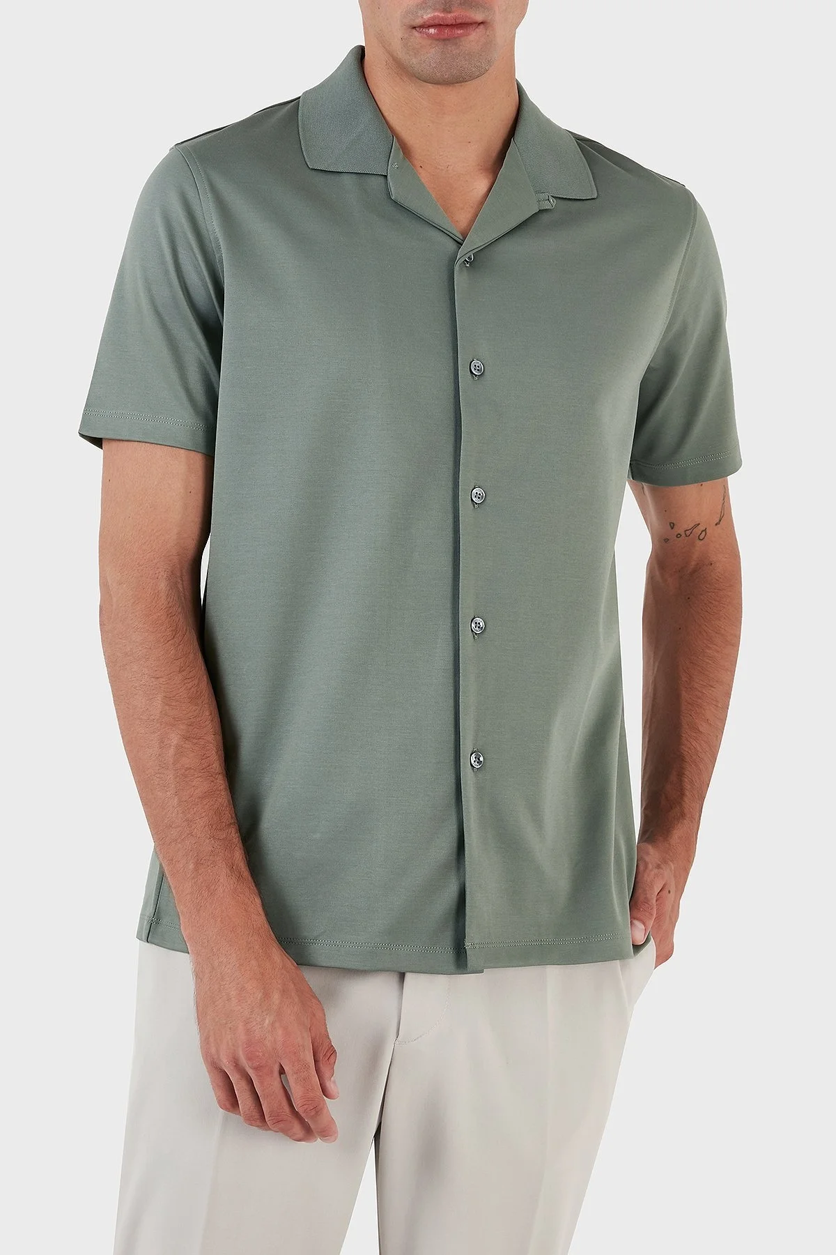 Boss Merserize Pamuklu Regular Fit Kısa Kollu Erkek Gömlek 50486176 343 HAKİ - 4