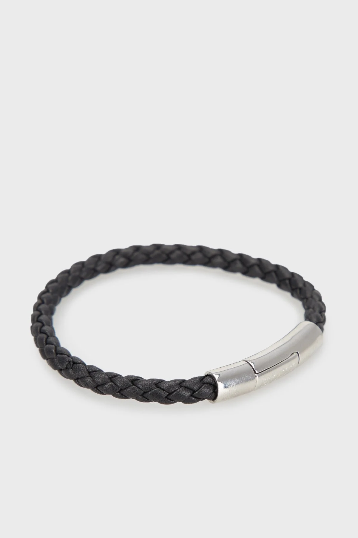 Boss Metal Logolu Deri Örgü Erkek Bileklik 50491930 001 SİYAH - 2