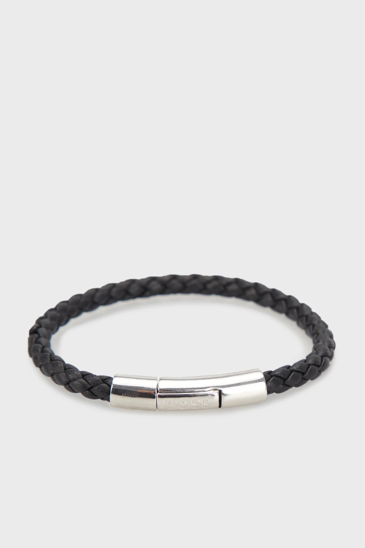 Boss Metal Logolu Deri Örgü Erkek Bileklik 50491930 001 SİYAH - 3