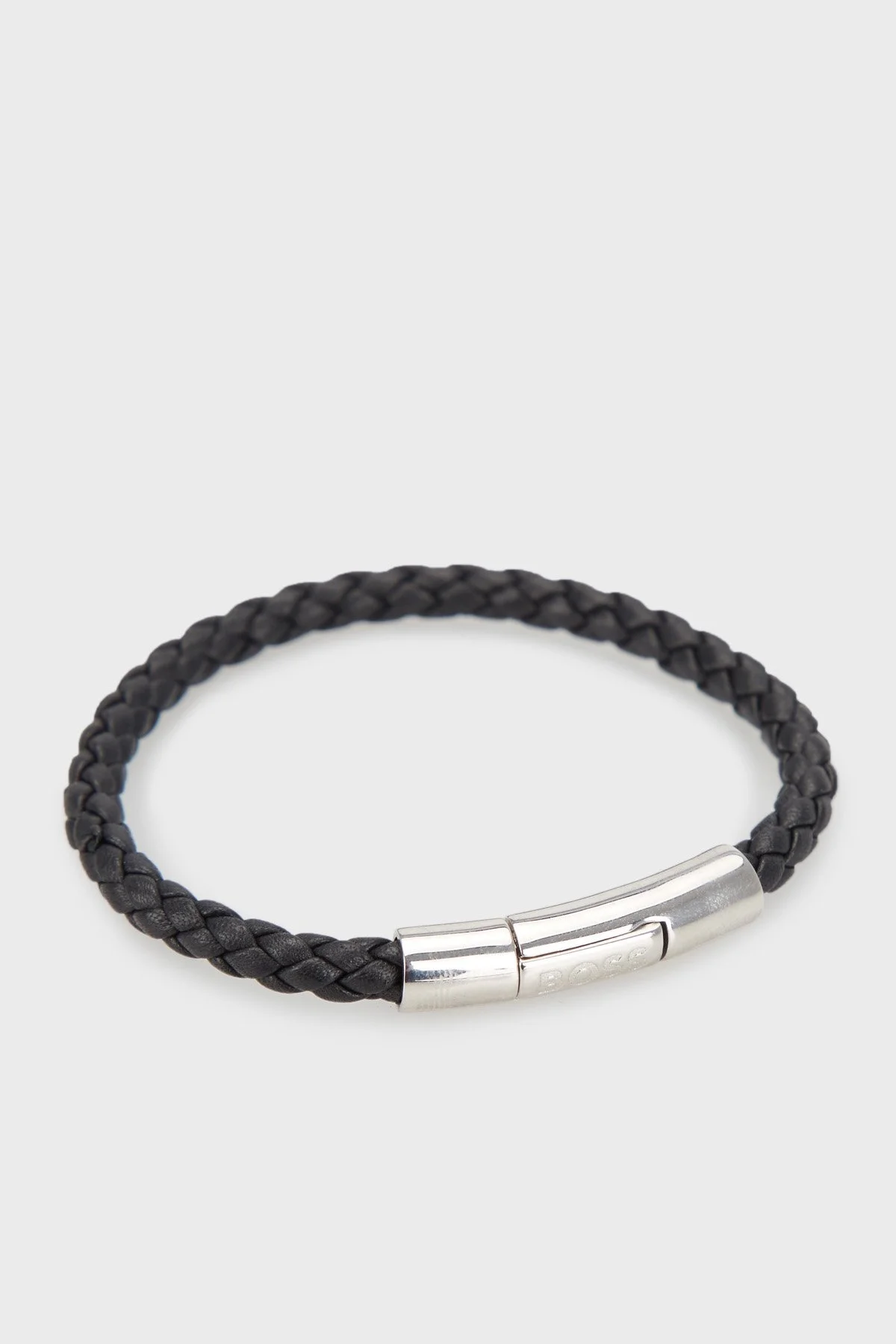 Boss Metal Logolu Deri Örgü Erkek Bileklik 50491930 001 SİYAH - 4