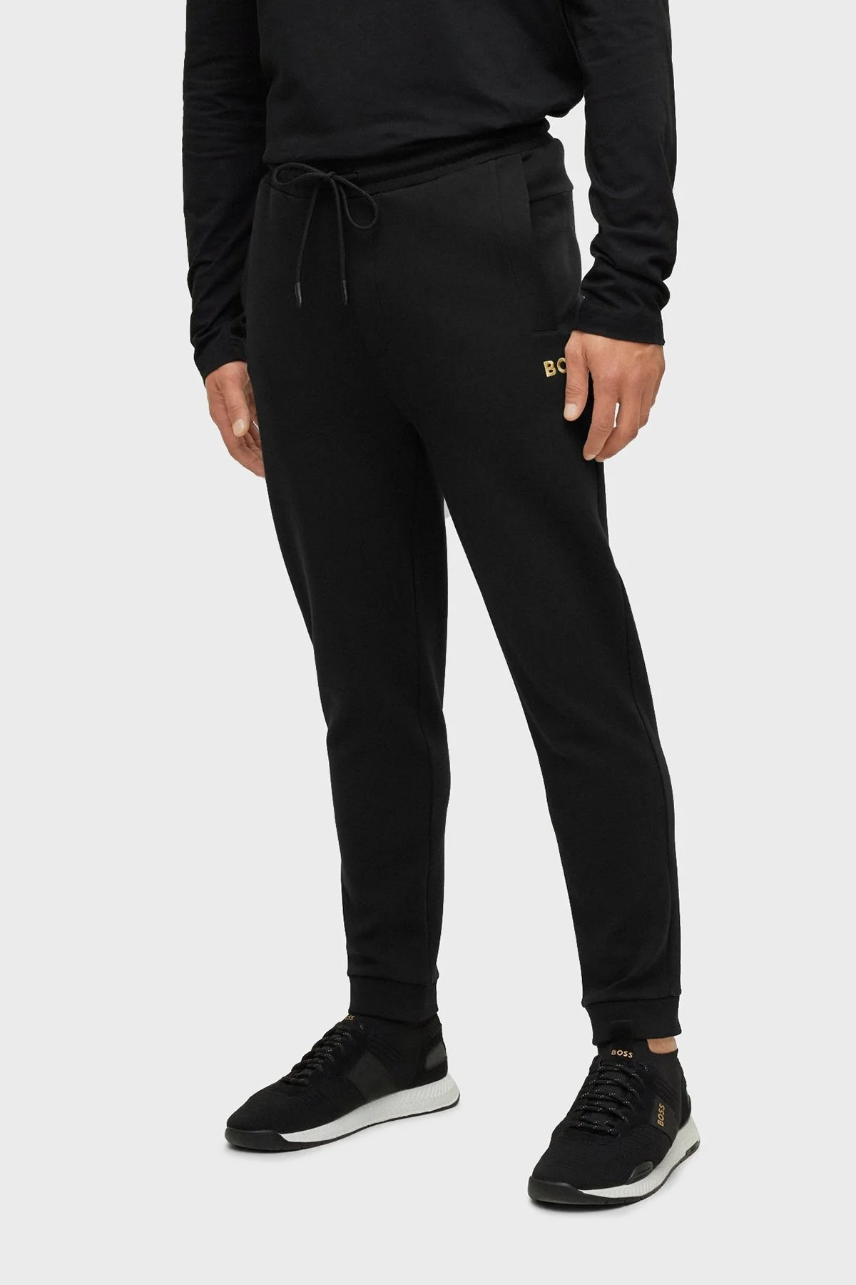 Boss Metalik Logolu Belden Bağlamalı Pamuklu Regular Fit Spor Erkek Pantolon 50482911 001 SİYAH - 2