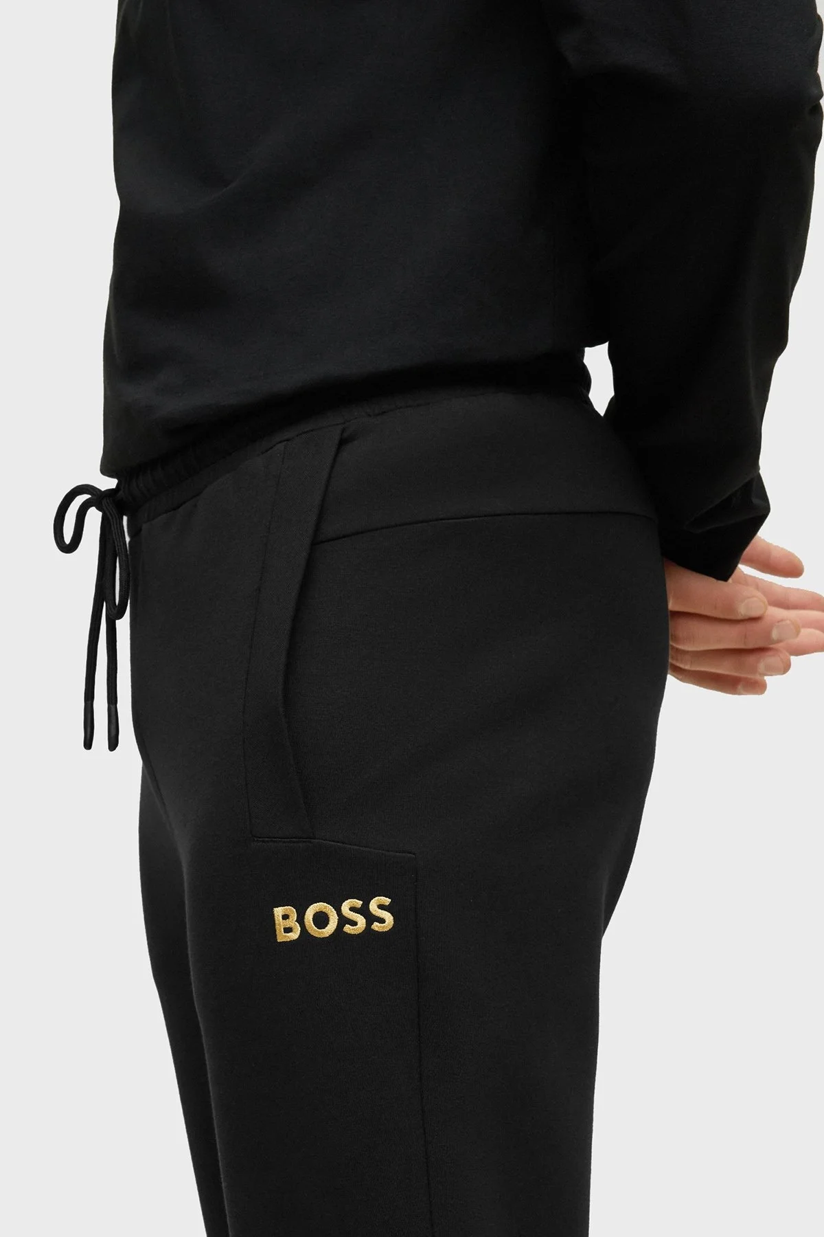Boss Metalik Logolu Belden Bağlamalı Pamuklu Regular Fit Spor Erkek Pantolon 50482911 001 SİYAH - 4