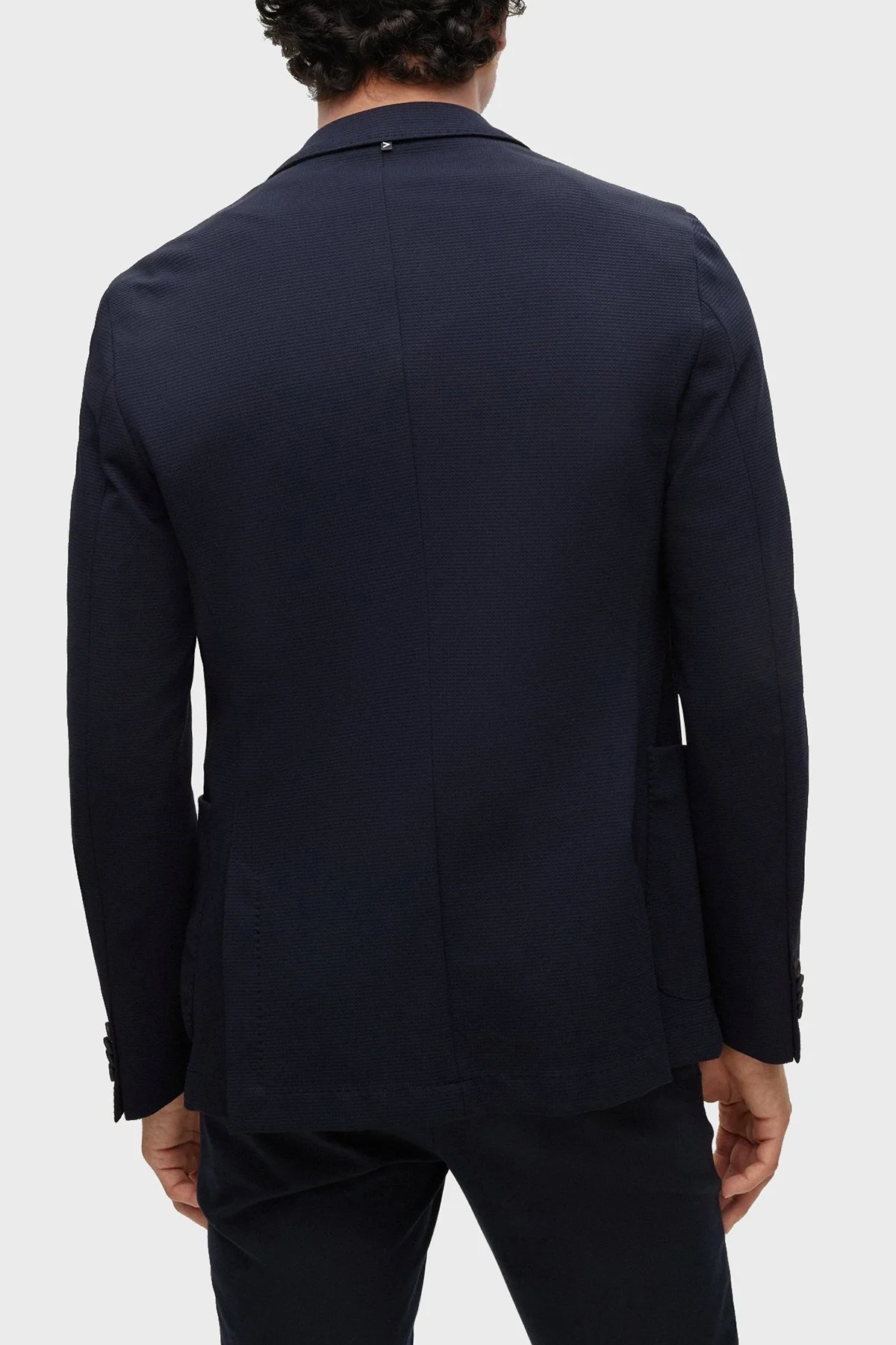 Boss Mikro Desenli Slim Fit Çift Yırtmaçlı Spor Blazer Erkek Ceket 50488454 404 LACİVERT - 4