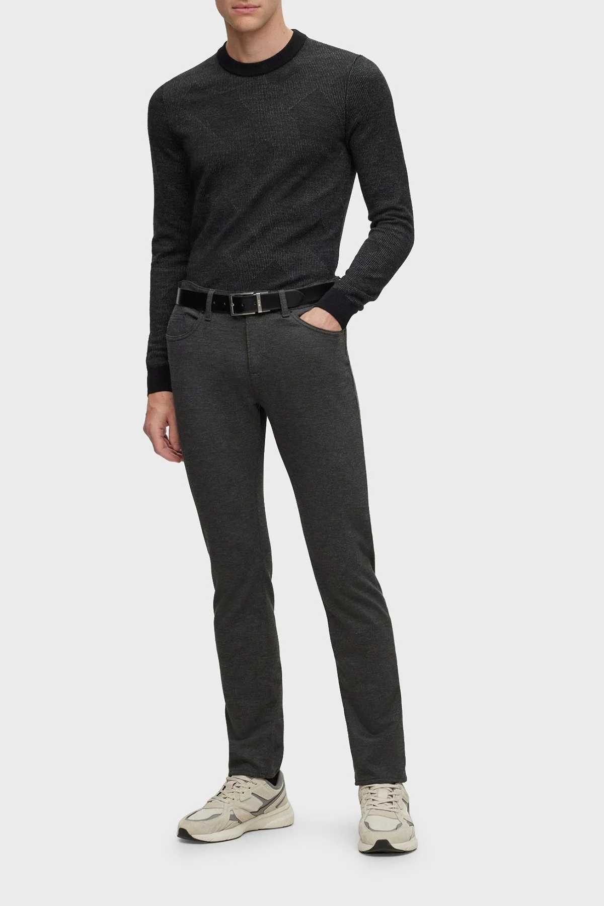 Boss Mikro Desenli Streç Jarseden Slim Fit Jeans Erkek Kot Pantolon 50500762 029 ANTRASİT - 2