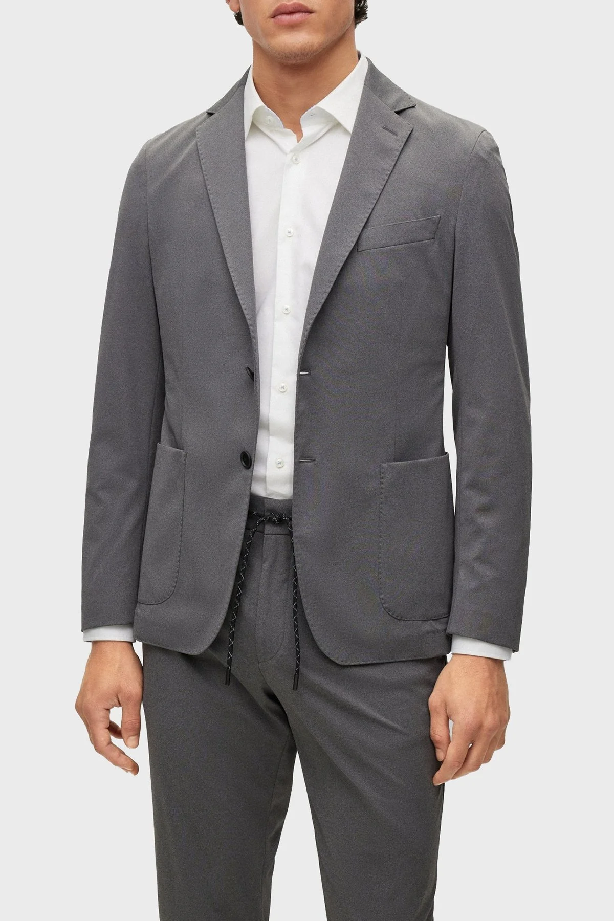 Boss Mikro Desenli Streç Kumaş Slim Fit Çift Yırtmaçlı Erkek Ceket 50489464 041 GRİ - 1